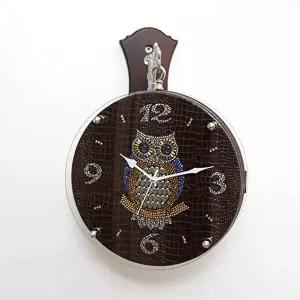 [미아트]데일리데코 악어무늬인조가죽 부엉이 양면벽시계