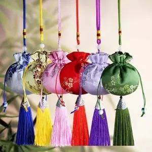 [셀러에이드]매화 향낭 풀잎색 복주머니 노리개 향낭주머니 전통주