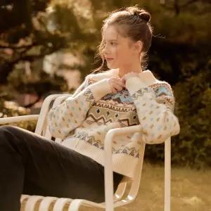 [25 신상] 리본 자가드 집업 니트 가디건 (TLCCY4998)