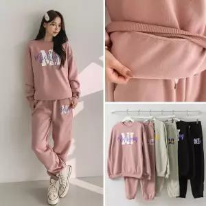 여성 기모 맨투맨 티셔츠 조거팬츠 세트 11PST0301 빅사이즈 루즈핏 오버핏 겨울