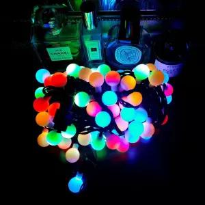 LED 앵두 전구 100구 검정선 컬러 혼합 점멸 전원 코드 포함/장식/와이어/무드등/줄조명/크리스마스/장식등