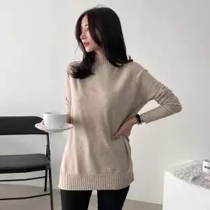 여성 15컬러 무지 반폴라 언발 니트 긴팔 기본티 이너티 -WNT0115- 가을 겨울