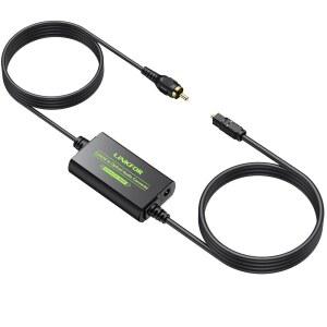 LiNKFOR 192kHz 동축 광 변환기 6.6FT SPDIF 토슬링크 변환기, 내장 3.3FT 및 구형 TV DVD 사운드바 증폭기용 케이블 포함