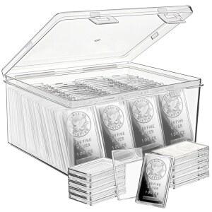Jucoan 50 팩 1온스 실버 바 홀더 케이스, 투명 아크릴 캡슐, 수집가용 플라스틱 보관함이 있는 방수 금괴 보관, x 30 3mm