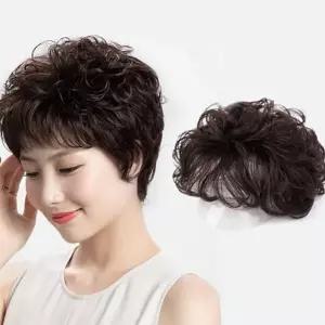 인모 정수리 가발 웨이브 커버 앞머리 여성 정수리 가발 탈모 중년 새치