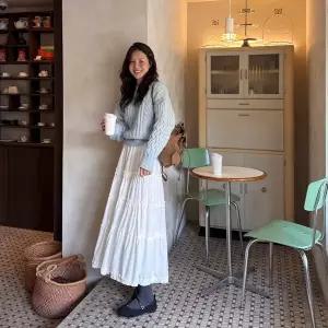 [메이블루]티어드 기모 프릴스커트