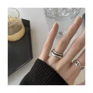 925 실버 볼드 두줄 레이어드 오픈링 반지 N445