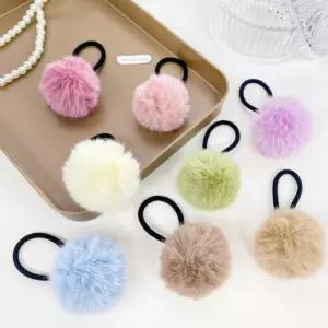 방울 머리끈 밴드 여성 아동 파스텔 8개 고무줄 헤어 로우번 밍크 머리 예쁜 털끈 포니테일 여자 겨울 세트