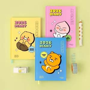 카카오프렌즈 2026 날짜형 양장 다이어리 다꾸 노트 트레블러스 여행일기 미니 업무 학생 직장인 단체선물