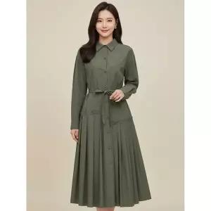 [꼼빠니아]언발 플리츠 셔츠형 원피스-CW23OP0801527A