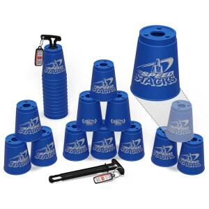 스피드 스택 | 공식 스포츠 스태킹 세트, 파란색 - 12컵 및 홀딩 스템 최고급 소재, 저마찰 WSSA 승인