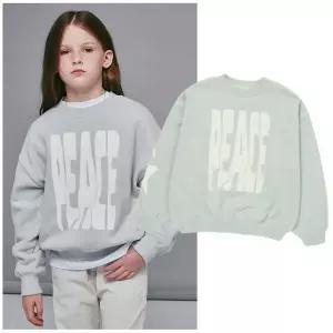 블루테일2 AZI2TS03LG 주니어 남아 여아 라이트 그레이 세미 크롭 맨투맨 초등 겨울 티셔츠