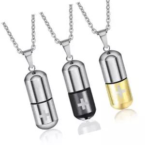 응급 구조 알약보관 캡슐목걸이 휴대용 약통 보관함 남녀공용 응급용품