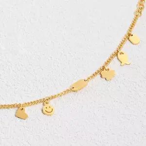 여자 순금 스마일 하트 클로버 물고기 팔찌 15g [심플 스틱 아이콘 멀티]