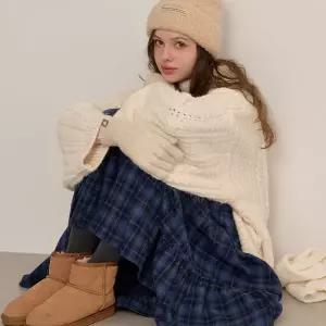 [공구우먼] [제작] 퐁당 체크 티어드 밴딩 롱 스커트 84505 빅사이즈 여성의류