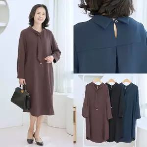 엄마옷 마미소 진주 방울 타이 원피스 국내생산 55 100 하객룩 할머니 빅사이즈 40 70 마담 중년 여성 옷