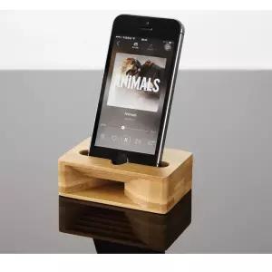 매일잇템 글로벌S 우드 스마트폰 거치대 대나무 무전원 소리증폭 스피커