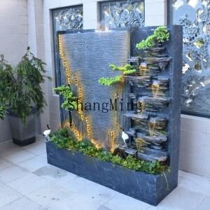 HJ 폭포 실내 조경 암석 연못 발코니 워터 커튼 벽 흐르는 물 스크린 집들이