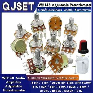 5pcs WH148 3핀6핀 오디오 증폭기 회전식 전위차계 가변 저항 B1K 2K 5K 10K 20K 50K 100K 250K 500K 1M 옴