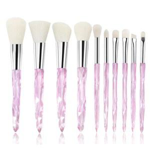 메이크업 브러쉬 세트 10개 크리스탈 투명한 핸들 가부키 파우더 파운데이션 컨실러 아이 섀도우 라이너 브로우
