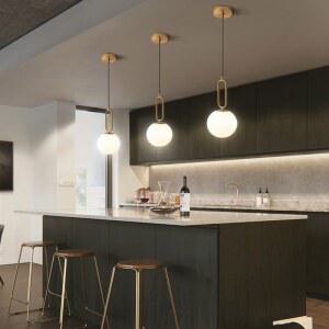 유리 전등갓 펜던트 조명 주방 식당 침대 옆 걸이식 램프 천장 황동 모던 서스펜션 샹들리에 모던한 LED 둥근 볼 철 E14 거실 침실 식당용 행잉 전등 기구 빈티지 섬 럭셔리 골드 도금 고정장치 머리맡