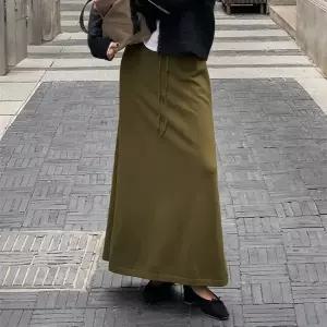 핫핑 [라이크실크] 블렛 세미A라인 밴딩 니트 롱스커트