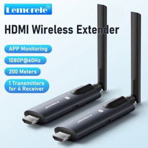 Lemorele 무선 HDMI 송신기 및 리시버 미팅 블루투스 송신기, 노트북 TV 프로젝터 모니터용 오디오, 5G 200M