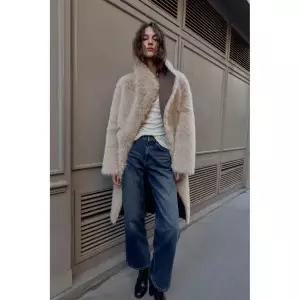 [정품] 자라 자켓 데일리 야상 아웃터 ZARA 리버시블 더블 페이스 페이크 퍼 코트 - 밍크