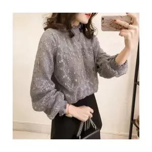 EAMT 여자 레이스 블라우스 가을 빅사이즈 코사지 반 터틀넥 상의 이너룩 EUNG3