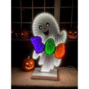 할로윈 네온 인피니티 고스트 라이트, 10.24인치 3D 테이블 장식, 파티를 위한 USB 전원 조명 사무실, 침실 욕실 장식