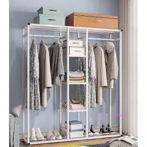 행거 옷장 옷걸이 이동식 스탠드 시스템 2단 고정식 철제 파이프 바지 드레스룸 튼튼한 조립식 헹거 행가no