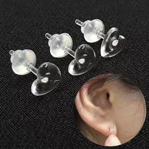 투명 실리콘 피어싱 귀걸이 하트 10P