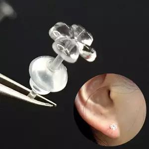 투명 실리콘 피어싱 귀걸이 클로버 10P