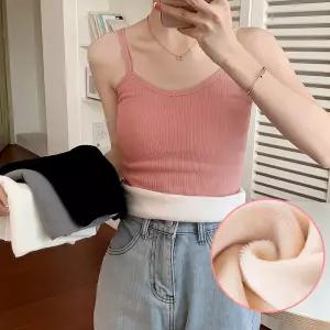 융털기모끈나시 골지 겨울 보온 방한 직장인 학생 이너 기본 런닝 민소매 여성 브이넥