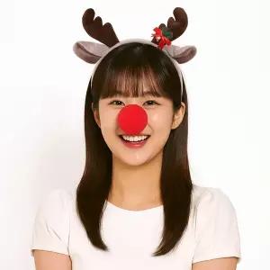 루돌프 머리띠+코 파티세트 분장 코스튬 사슴 성탄절 크리스마스 파티용품