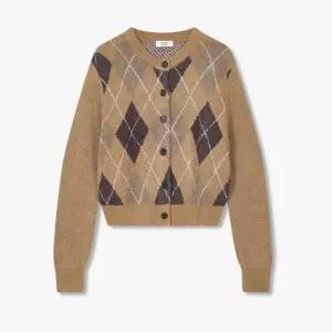 스튜디오 톰보이 아가일패턴 라운드넥 가디건 9105451123 307315