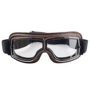 에 사 모터사이클 고글 빈티지 가죽 파일럿 스타일의 남성용 비행사 안경, 방풍 방지 김서림 안경