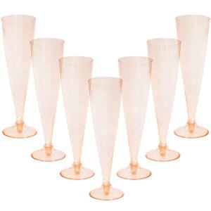 호미 필 30팩 로즈 골드 글리터 플라스틱 로즈 골드 와인 잔, 파티용 5OZ 샴페인 플루트 일회용, 플라스틱 샴페인 플루트, 발렌타인데이 갈렌타인 데이 용품 미모사 바 글라스