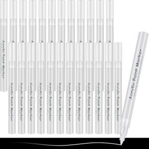 PerKoop 24개 흰색 페인트 펜 아크릴 마커 대량 영구 마커, 수성 포함 암석용 플라스틱 나무 캔버스 유리 금속 세라믹 타이어 종이 그림