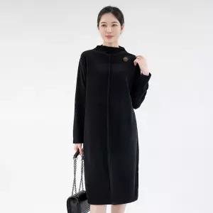 [모슬린]엄마옷 기모 브로치 핀턱원피스 516FGH358 마담중년여성빅사이즈50대60대