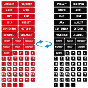 화이트보드 냉장고용 57PCS 숫자 및 월 자석, 양면 자기 요일, 건식 지우기 캘린더 날짜 자석