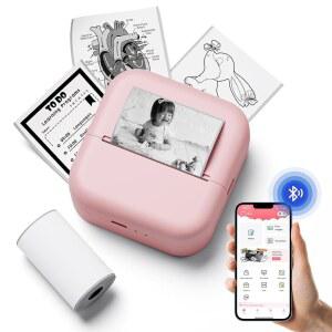 잉크 없는 스티커 프린터, 휴대폰 및 태블릿과 호환되는 프린트 포드 미니 스티커가 있는 학습 노트용 M02L 휴대용 열 사진 인쇄, 저널