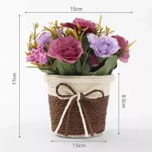 [골드스마일]인테리어 장식 화분 퍼플 조화 꽃 소품 실내 꾸미기용