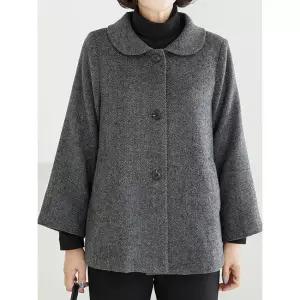 김여사 중년여성 데일리 베이직 카라넥 홀리 울 하프코트 5CT511108