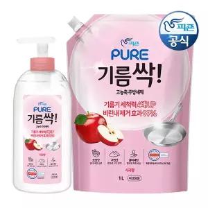 [피죤] 퓨어 기름싹 주방세제 사과 700ml 용기+1L 리필