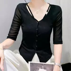 줌바댄스복 여성댄스옷 사교 왈츠 라틴 라인 슬림핏 댄스상의 7부소매 방송