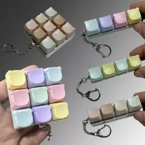 재미있는 곰돌이 캐릭터 파스텔 피젯 키보드 버튼 블럭 톡톡 딸깍이 키캡 토이 키링 스트레스해소 열쇠고리