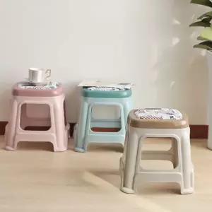 가정용 간이 의자 성인용 다용도 베란다 플라스틱 간이 의자 주방 캠핑용 등받이 휴대용 스툴 원형 방석