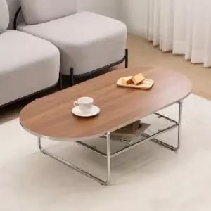 디어 1200X600 2단 소파 테이블 타원형 강화유리 좌식 미드 센츄리 쇼파 거실 탁자