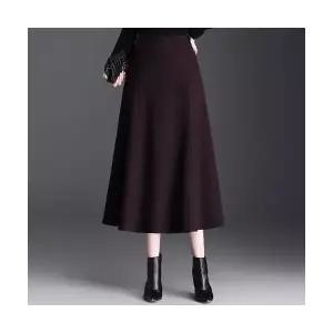 여성 데일룩 스커트 정장 모직 A라인 가을겨울 하이웨스트 슬림핏 미디엄 우산 롱 DAOL4